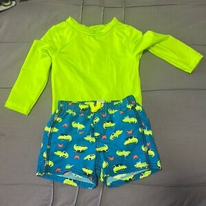 Kids Swim Set - Neon Green and Blue